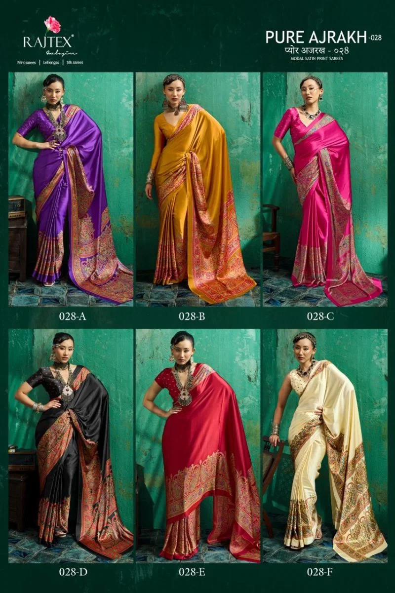 Rajtex Pure Ajrakh 028 Modal Satin Ajrakh Printed Saree Collection 3