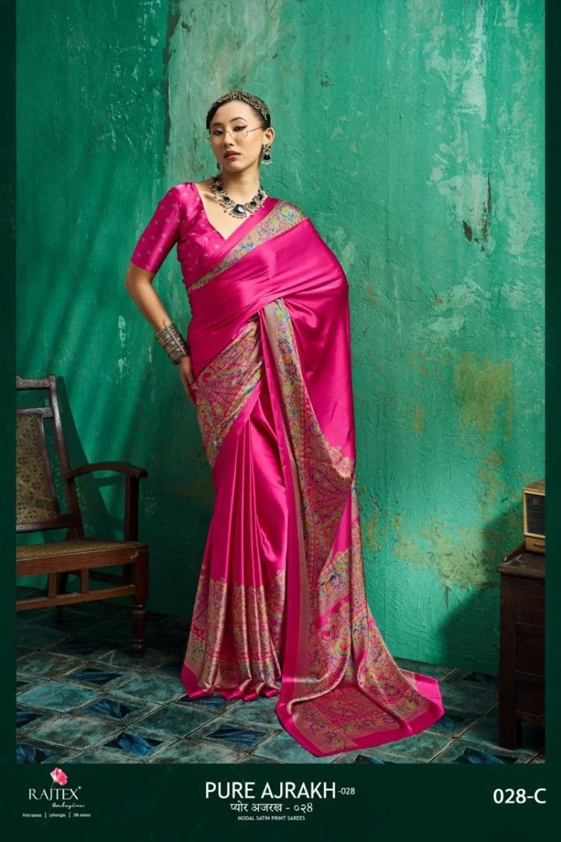 Rajtex Pure Ajrakh 028 Modal Satin Ajrakh Printed Saree Collection 4