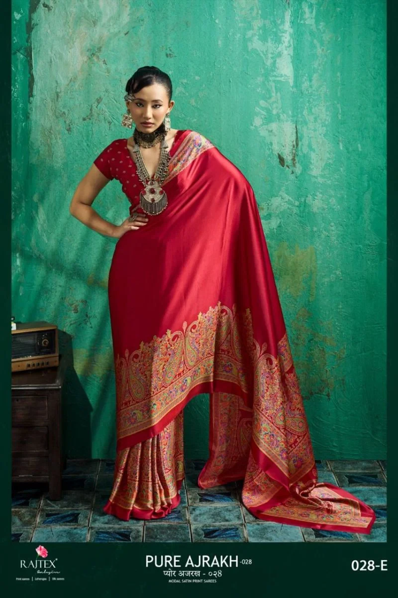 Rajtex Pure Ajrakh 028 Modal Satin Ajrakh Printed Saree Collection 5
