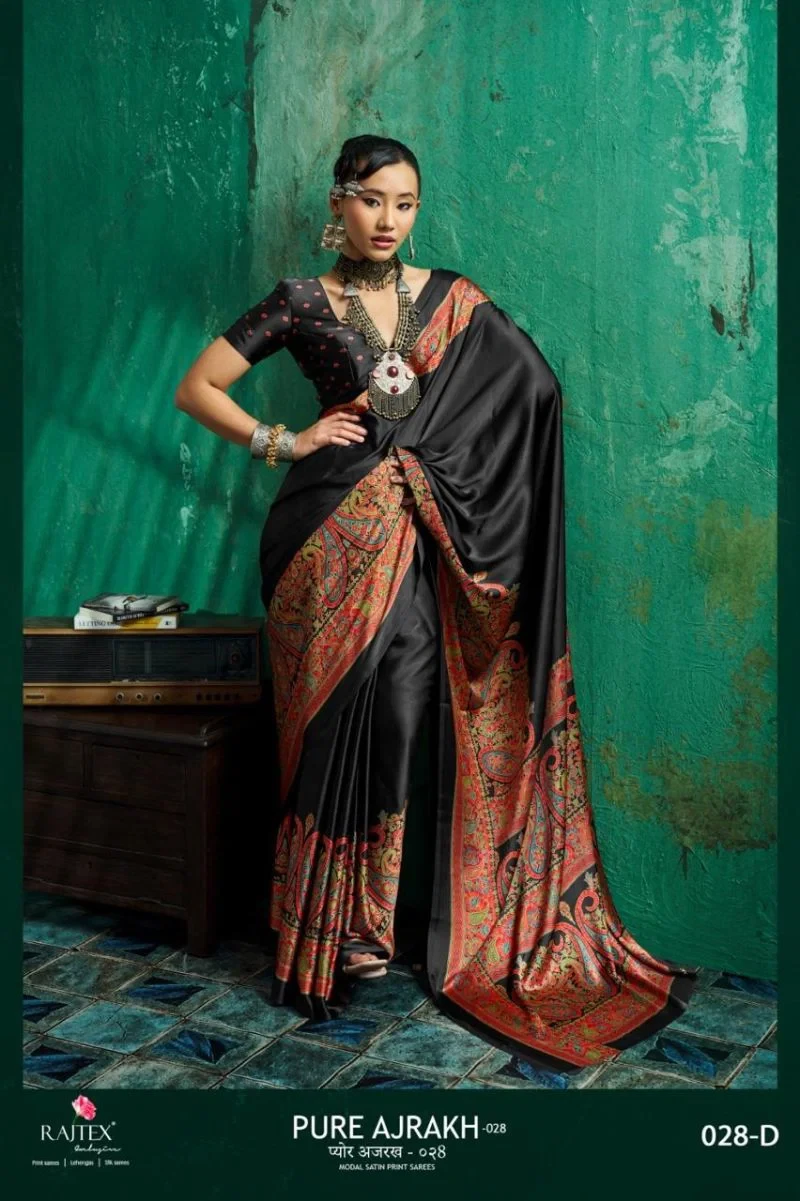 Rajtex Pure Ajrakh 028 Modal Satin Ajrakh Printed Saree Collection 7