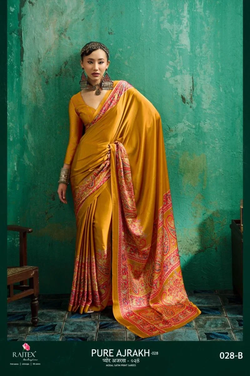 Rajtex Pure Ajrakh 028 Modal Satin Ajrakh Printed Saree Collection 8