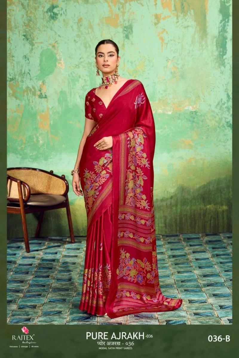 Rajtex Pure Ajrakh 036 Modal Satin Ajrakh Printed Saree Collection 2