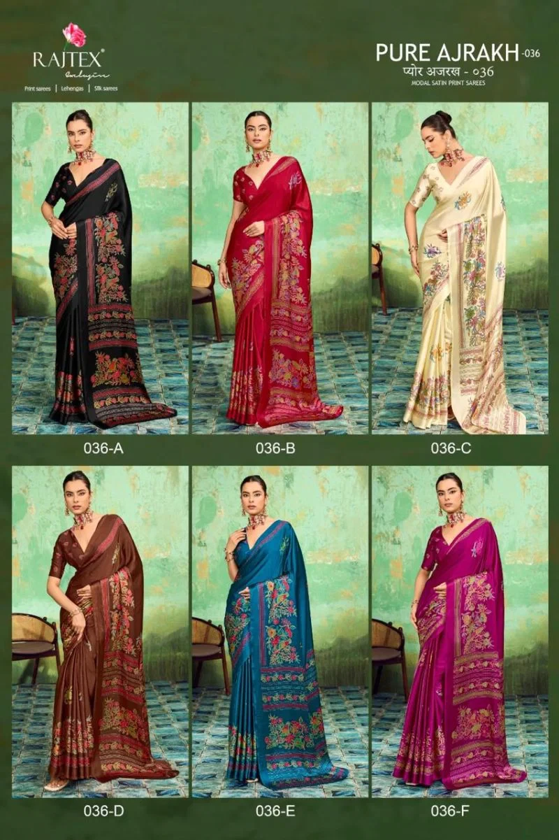 Rajtex Pure Ajrakh 036 Modal Satin Ajrakh Printed Saree Collection 4