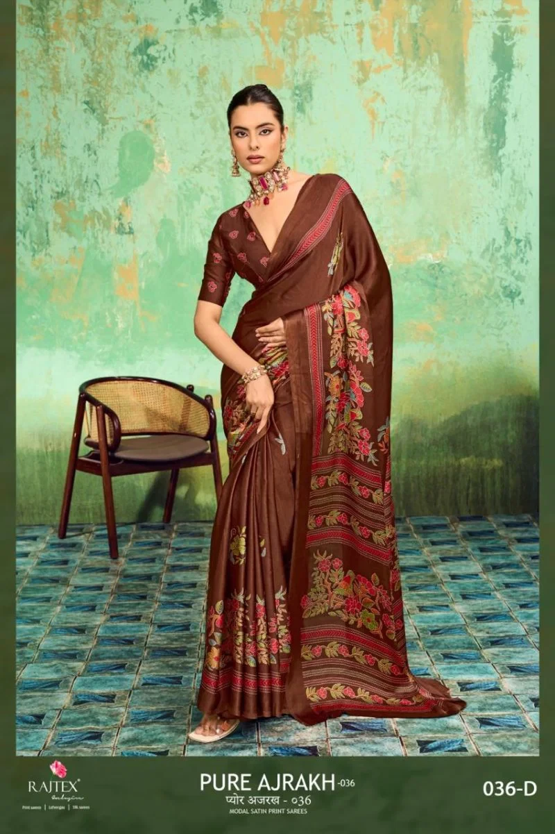 Rajtex Pure Ajrakh 036 Modal Satin Ajrakh Printed Saree Collection 6