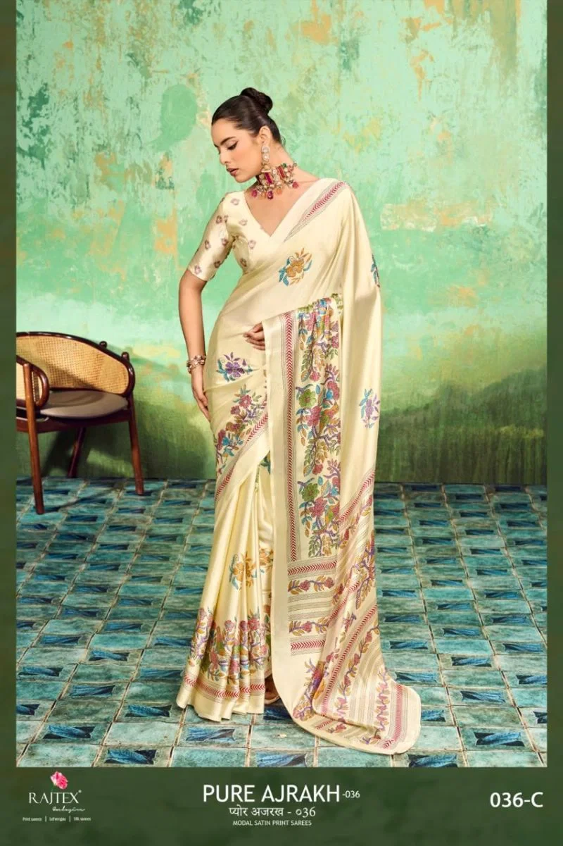 Rajtex Pure Ajrakh 036 Modal Satin Ajrakh Printed Saree Collection 7