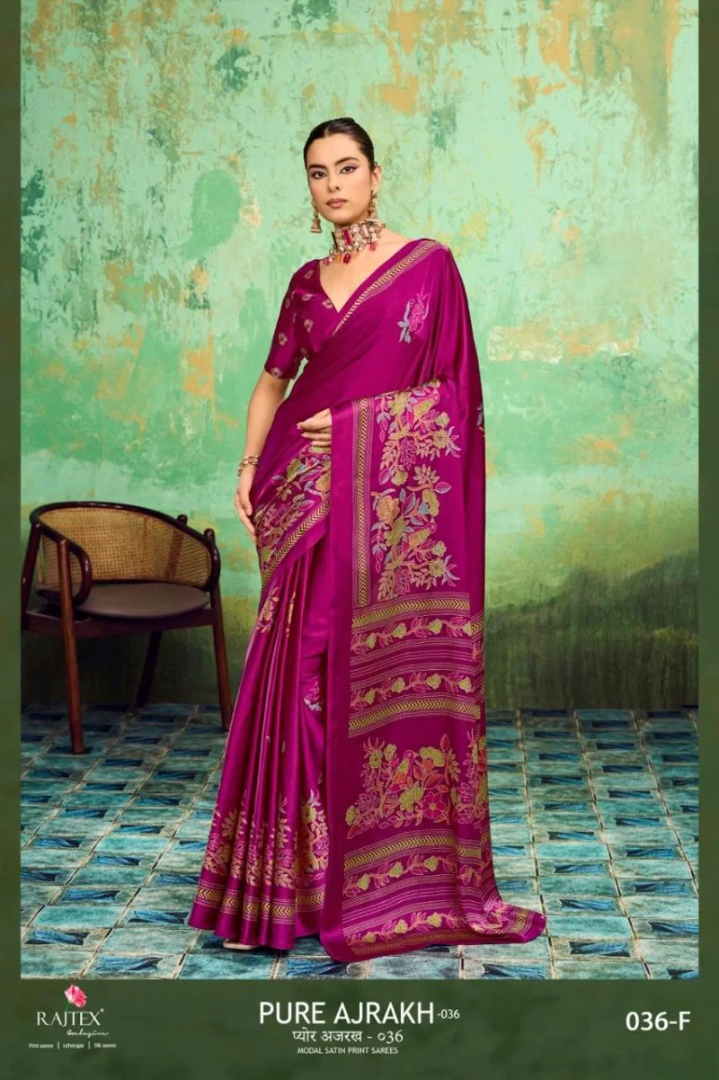 Rajtex Pure Ajrakh 036 Modal Satin Ajrakh Printed Saree Collection 9