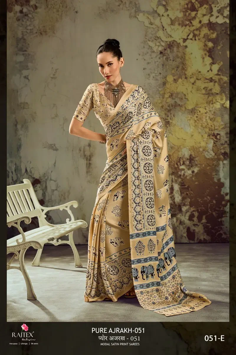 Rajtex Pure Ajrakh 051 Modal Satin Ajrakh Printed Saree Collection 3