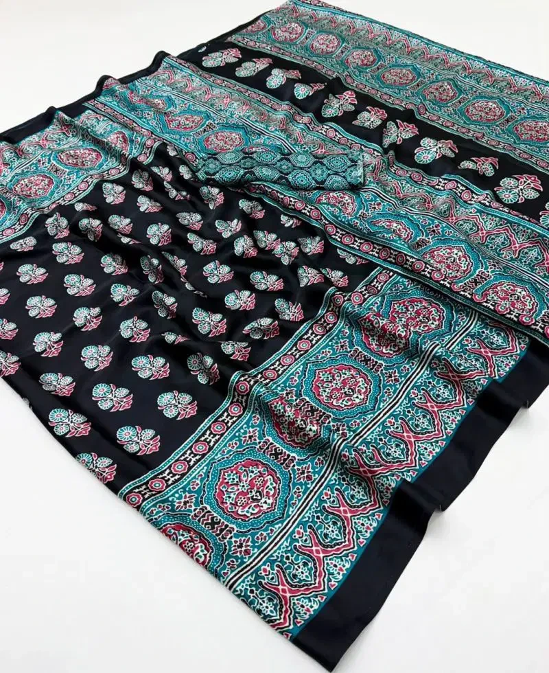 Rajtex Pure Ajrakh 058 Modal Satin Ajrakh Printed Saree Collection 9