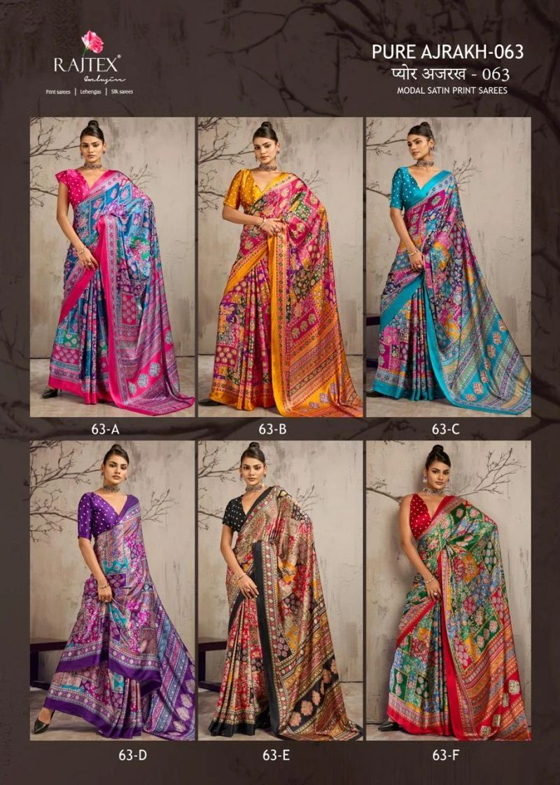 Rajtex Pure Ajrakh 063 Modal Satin Ajrakh Printed Saree Collection 10