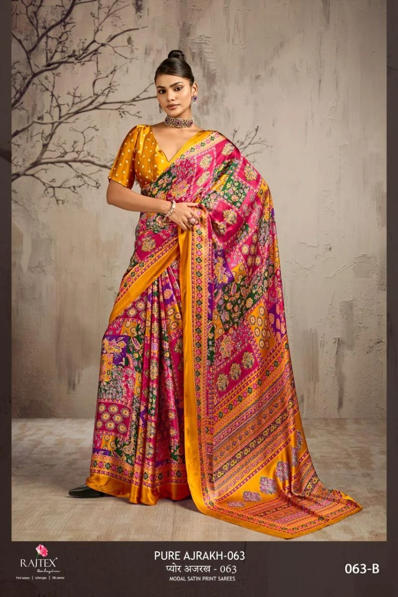 Rajtex Pure Ajrakh 063 Modal Satin Ajrakh Printed Saree Collection 2