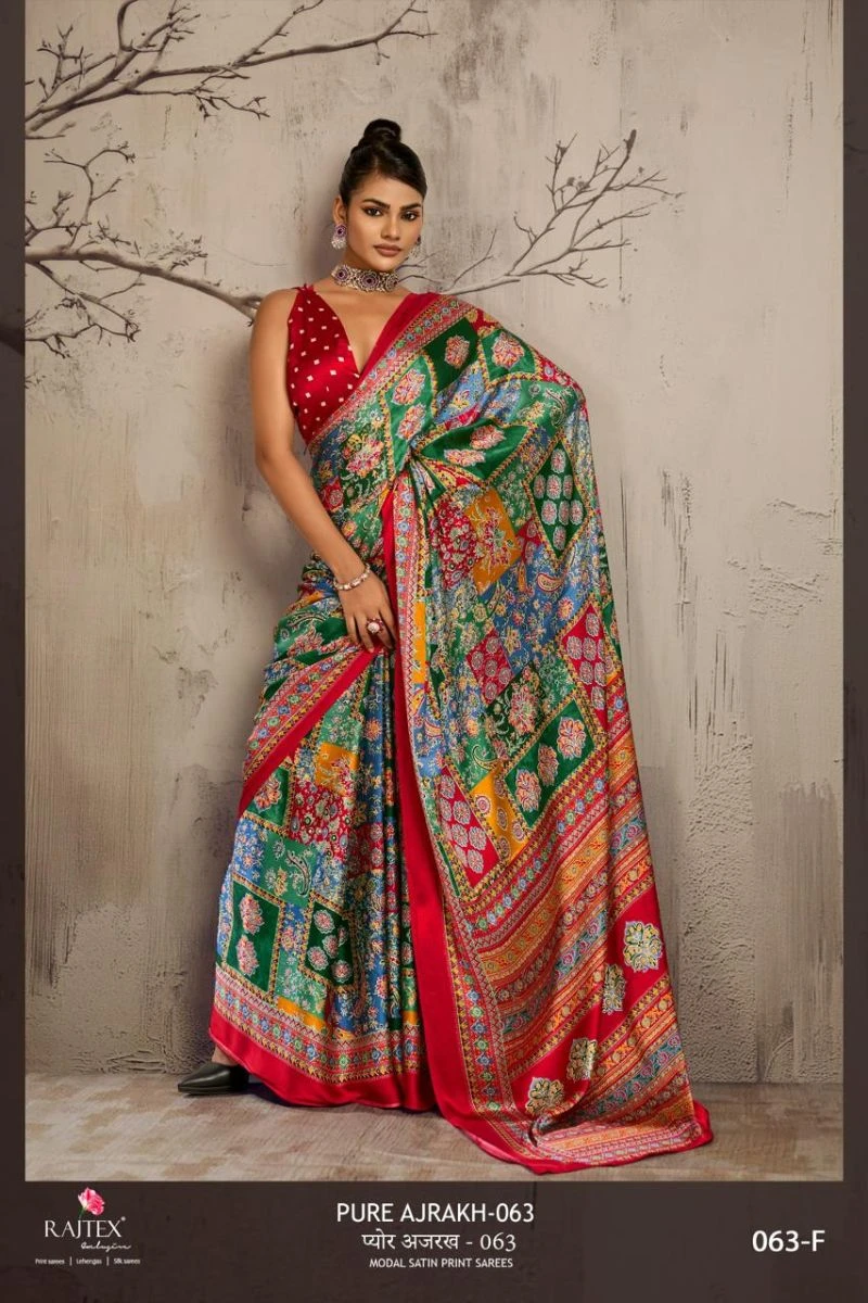 Rajtex Pure Ajrakh 063 Modal Satin Ajrakh Printed Saree Collection 3