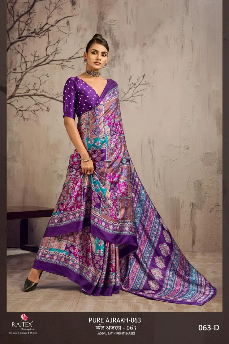 Rajtex Pure Ajrakh 063 Modal Satin Ajrakh Printed Saree Collection 4