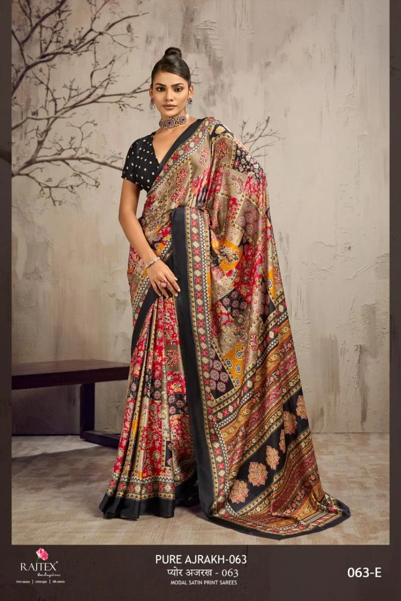 Rajtex Pure Ajrakh 063 Modal Satin Ajrakh Printed Saree Collection 5