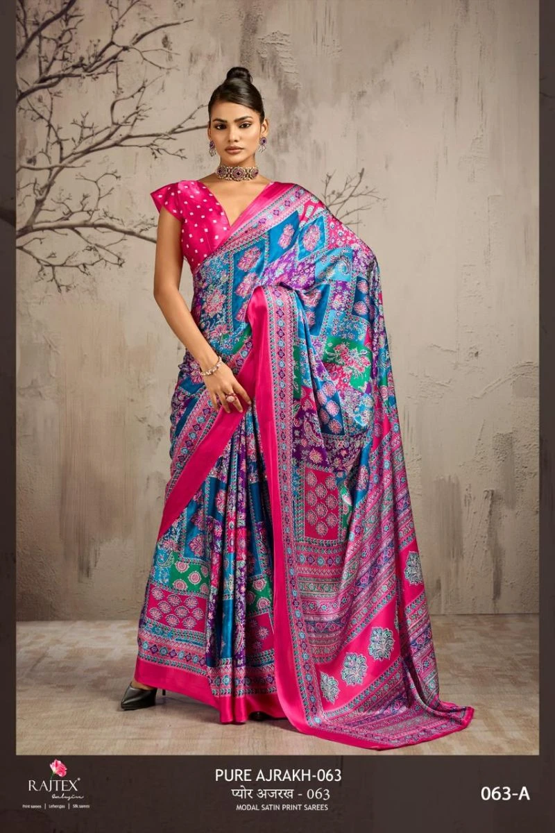 Rajtex Pure Ajrakh 063 Modal Satin Ajrakh Printed Saree Collection 6