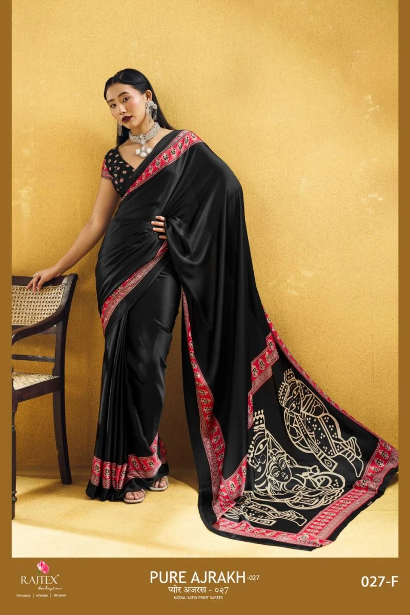 Rajtex Pure Ajrakh 27 Modal Satin Ajrakh Printed Saree 1