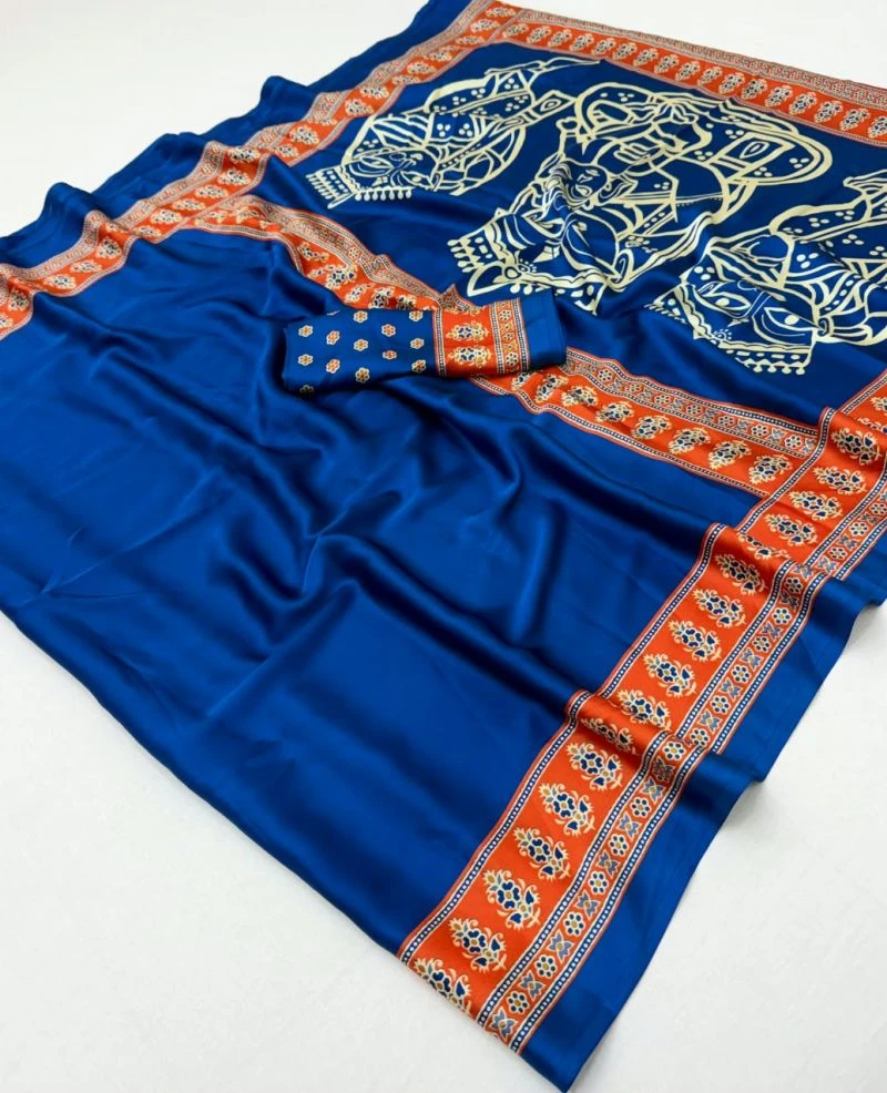 Rajtex Pure Ajrakh 27 Modal Satin Ajrakh Printed Saree 10