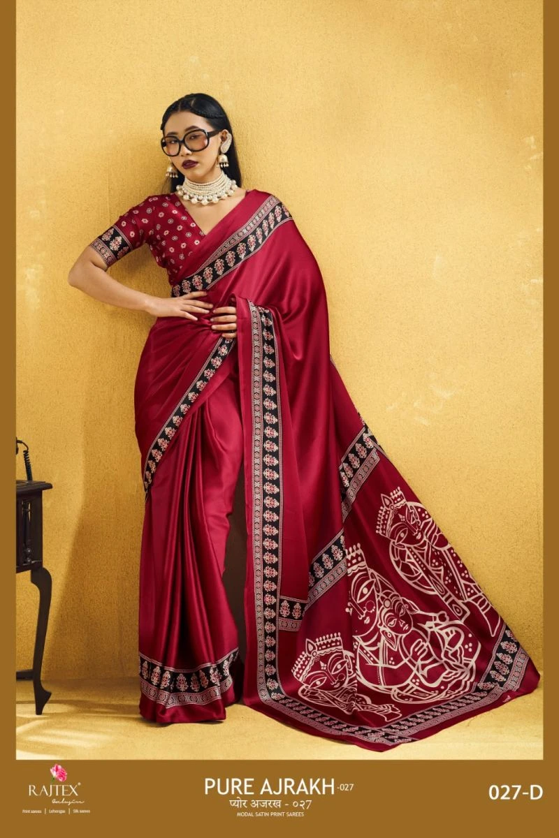 Rajtex Pure Ajrakh 27 Modal Satin Ajrakh Printed Saree 2