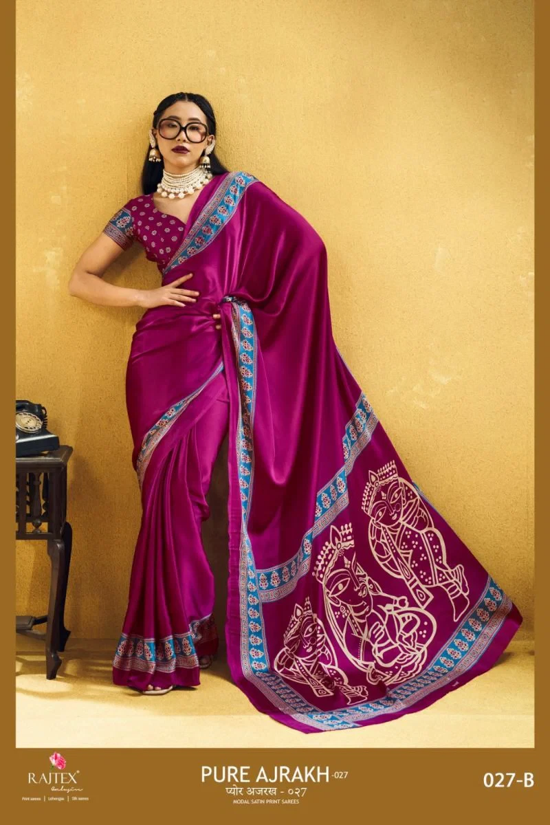 Rajtex Pure Ajrakh 27 Modal Satin Ajrakh Printed Saree 6