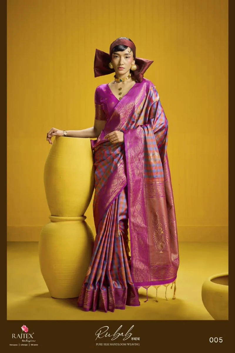 Rajtex Rubab Pure Silk Handloom Weaving Saree Collection 4