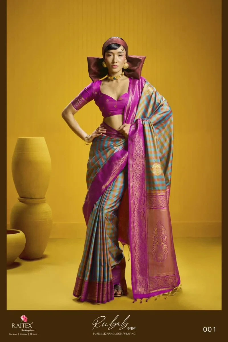 Rajtex Rubab Pure Silk Handloom Weaving Saree Collection 7