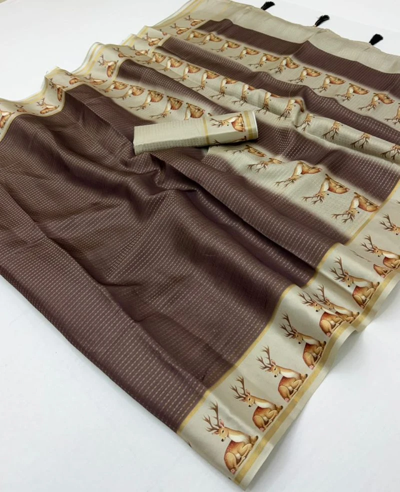 Rajyog Chhavi Tusser Silk With Small Zari Chex Saree