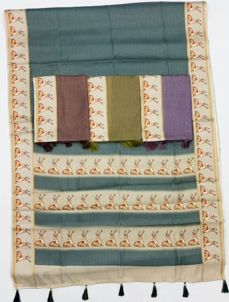 Rajyog Chhavi Tusser Silk With Small Zari Chex Saree 10