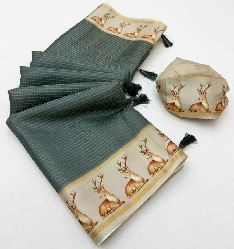 Rajyog Chhavi Tusser Silk With Small Zari Chex Saree 2