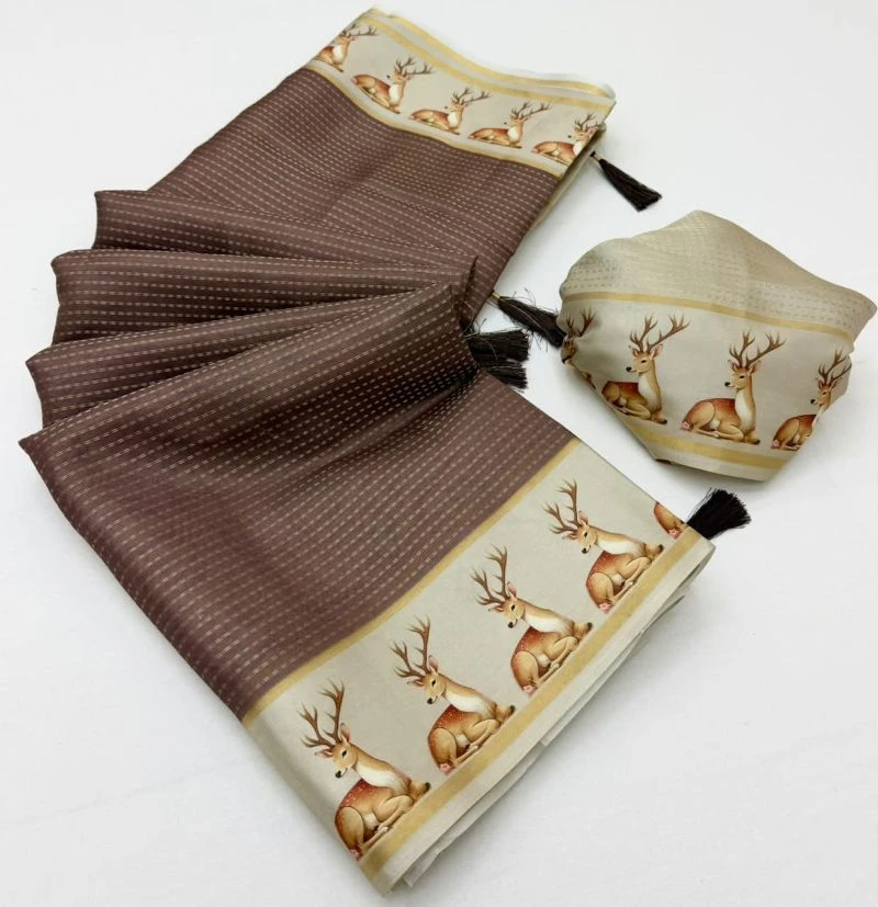 Rajyog Chhavi Tusser Silk With Small Zari Chex Saree 5