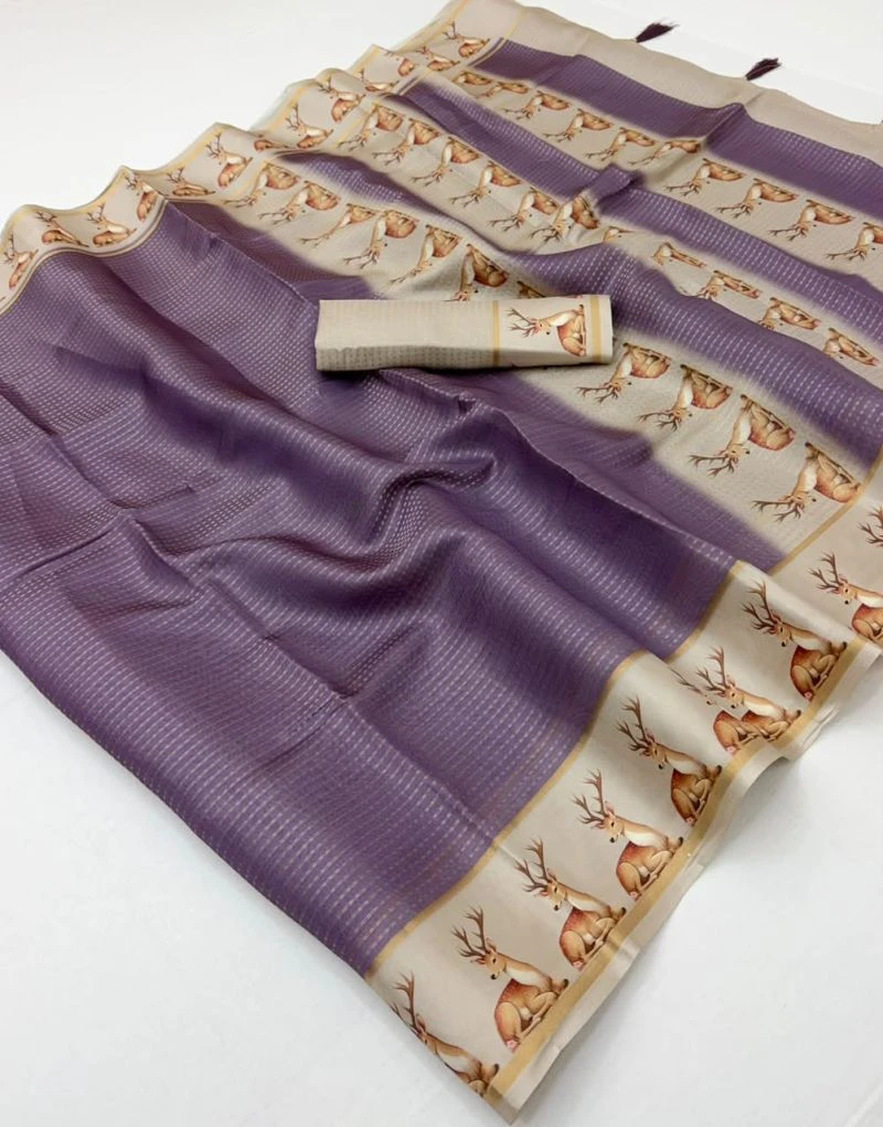 Rajyog Chhavi Tusser Silk With Small Zari Chex Saree 6