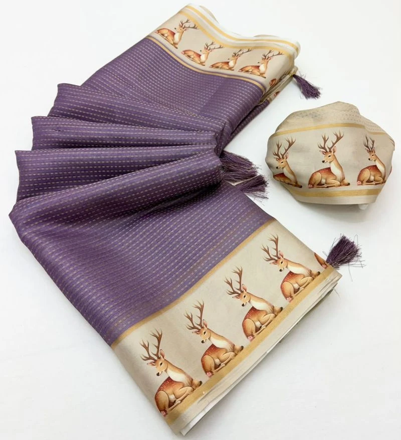 Rajyog Chhavi Tusser Silk With Small Zari Chex Saree 8