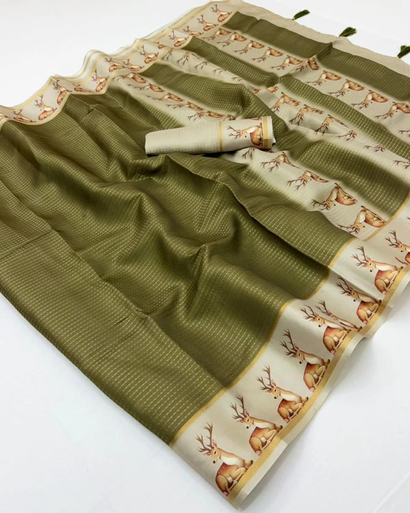 Rajyog Chhavi Tusser Silk With Small Zari Chex Saree 9