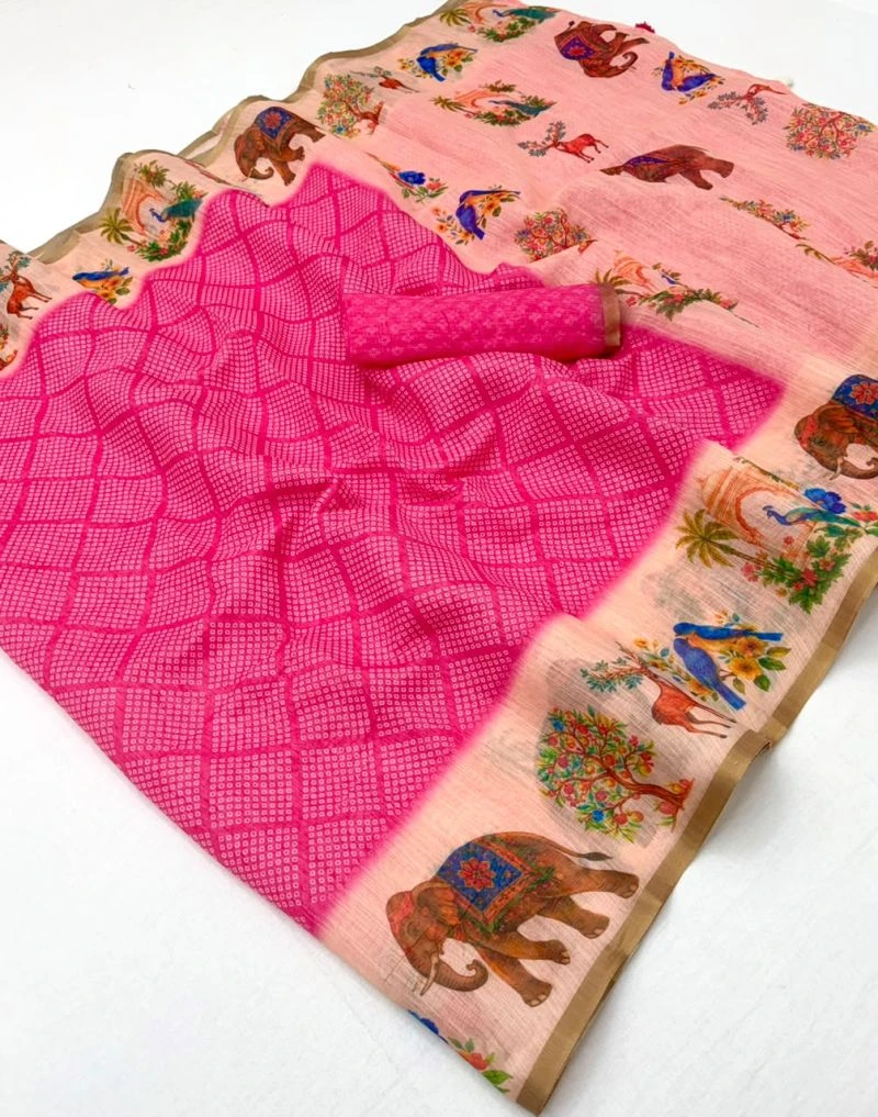 Rajyog D No 10061 To 68 Soft Cotton Linen Zari Border Saree 12