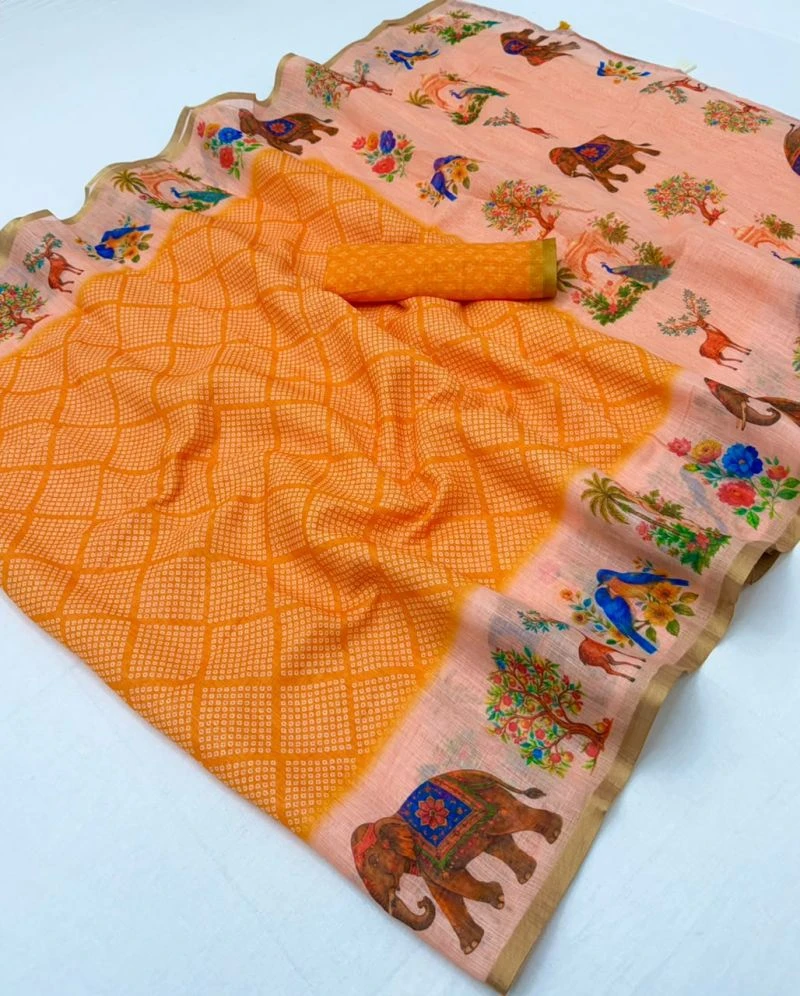 Rajyog D No 10061 To 68 Soft Cotton Linen Zari Border Saree 3