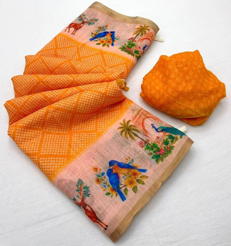 Rajyog D No 10061 To 68 Soft Cotton Linen Zari Border Saree 5