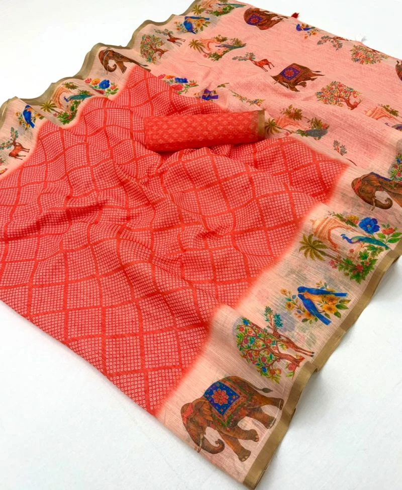 Rajyog D No 10061 To 68 Soft Cotton Linen Zari Border Saree 8