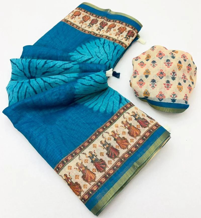 Rajyog D No 355001 To 06 Cotton Linen Zari Border Saree 10