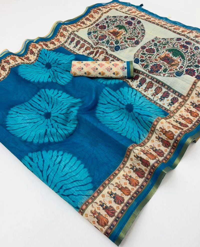 Rajyog D No 355001 To 06 Cotton Linen Zari Border Saree 12