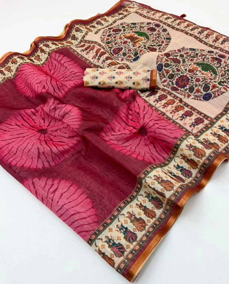 Rajyog D No 355001 To 06 Cotton Linen Zari Border Saree 3