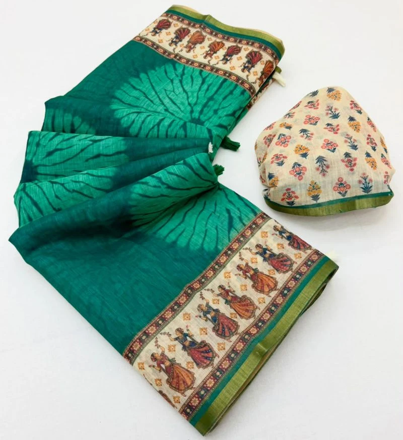 Rajyog D No 355001 To 06 Cotton Linen Zari Border Saree 4