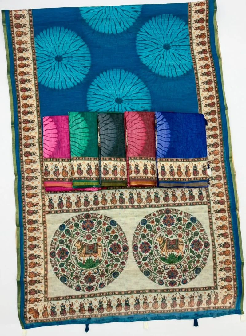 Rajyog D No 355001 To 06 Cotton Linen Zari Border Saree 6