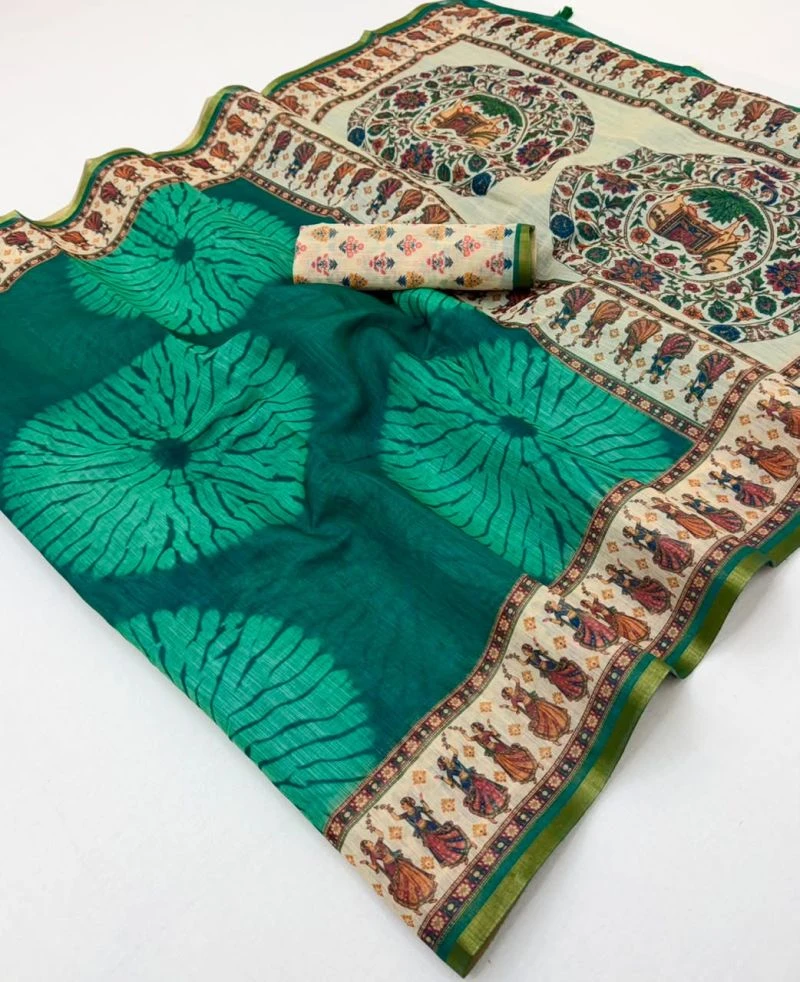 Rajyog D No 355001 To 06 Cotton Linen Zari Border Saree 9