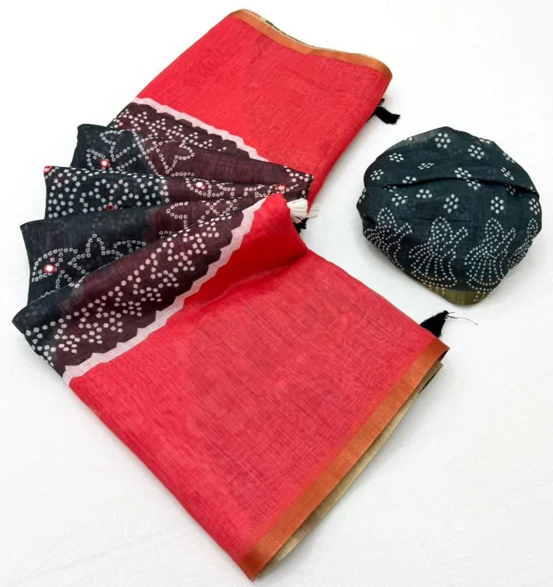 Rajyog D No 39001 To 06 Linen Mirror Worked Saree 10