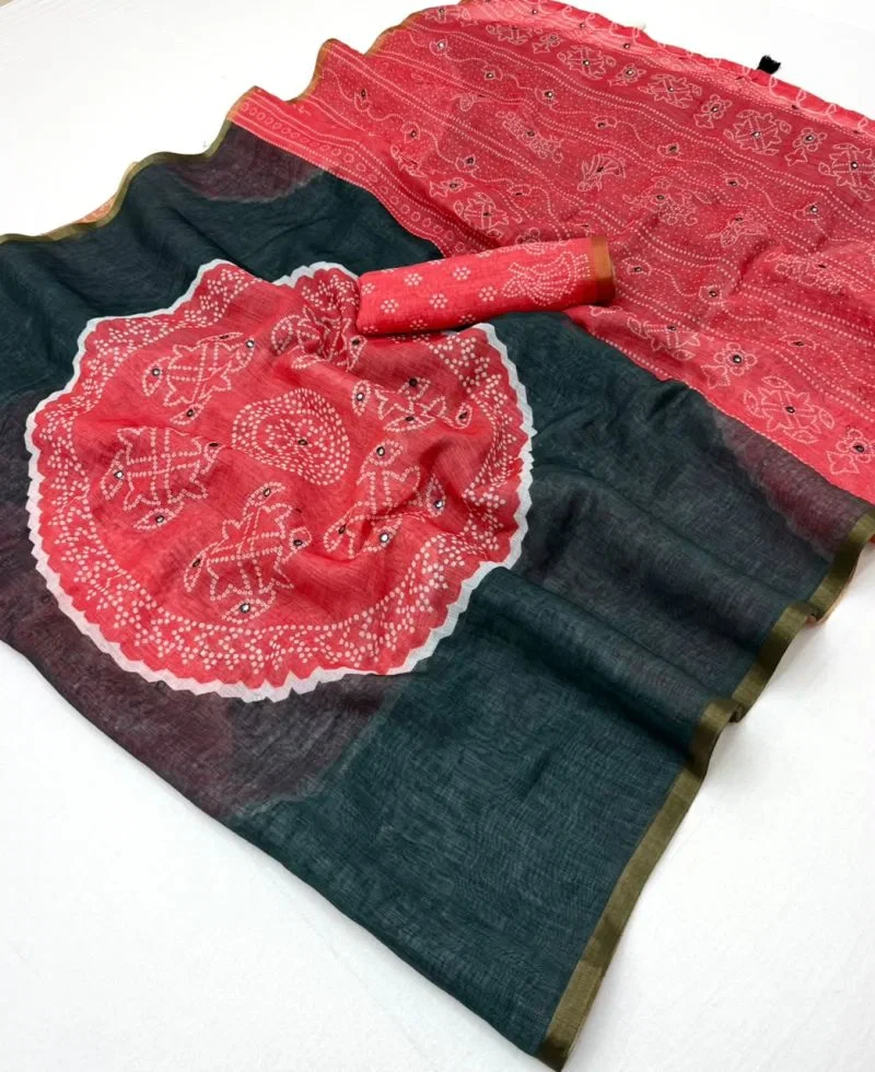Rajyog D No 39001 To 06 Linen Mirror Worked Saree 12