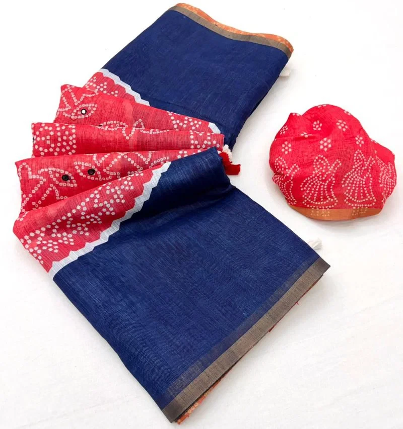 Rajyog D No 39001 To 06 Linen Mirror Worked Saree 4