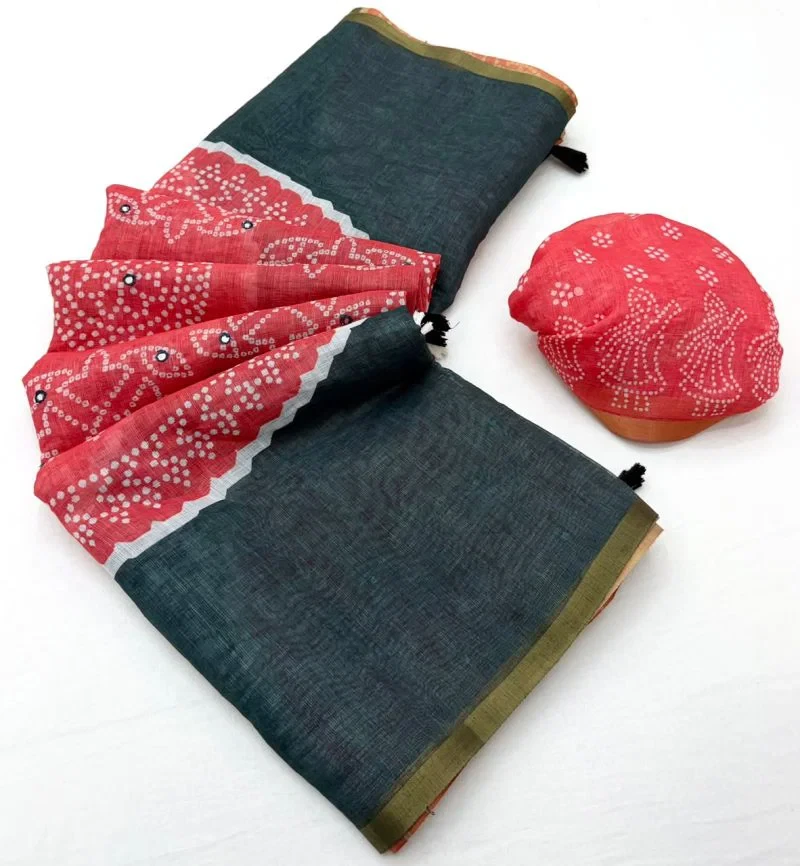 Rajyog D No 39001 To 06 Linen Mirror Worked Saree 5