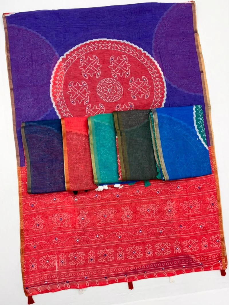 Rajyog D No 39001 To 06 Linen Mirror Worked Saree 6