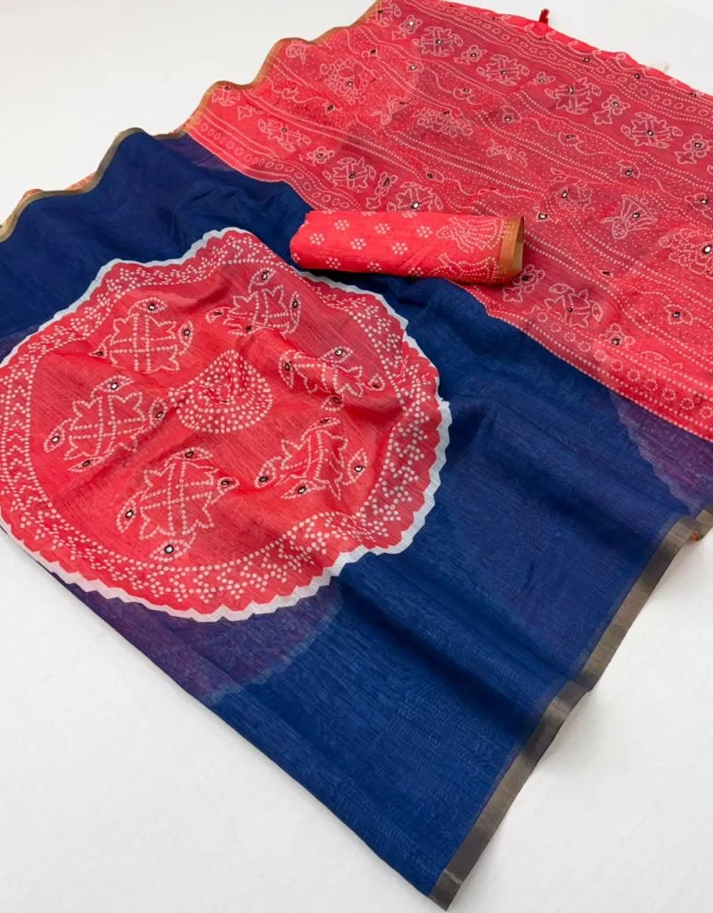 Rajyog D No 39001 To 06 Linen Mirror Worked Saree 7