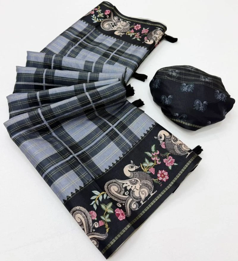 Rajyog D No 416001 To 06 Soft Tusser Silk Kalamkari Pallu Saree 11