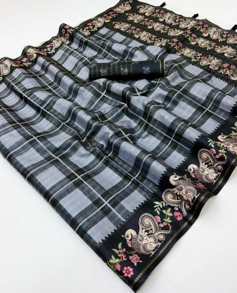 Rajyog D No 416001 To 06 Soft Tusser Silk Kalamkari Pallu Saree 12