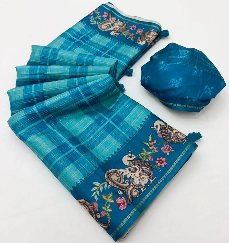 Rajyog D No 416001 To 06 Soft Tusser Silk Kalamkari Pallu Saree 2
